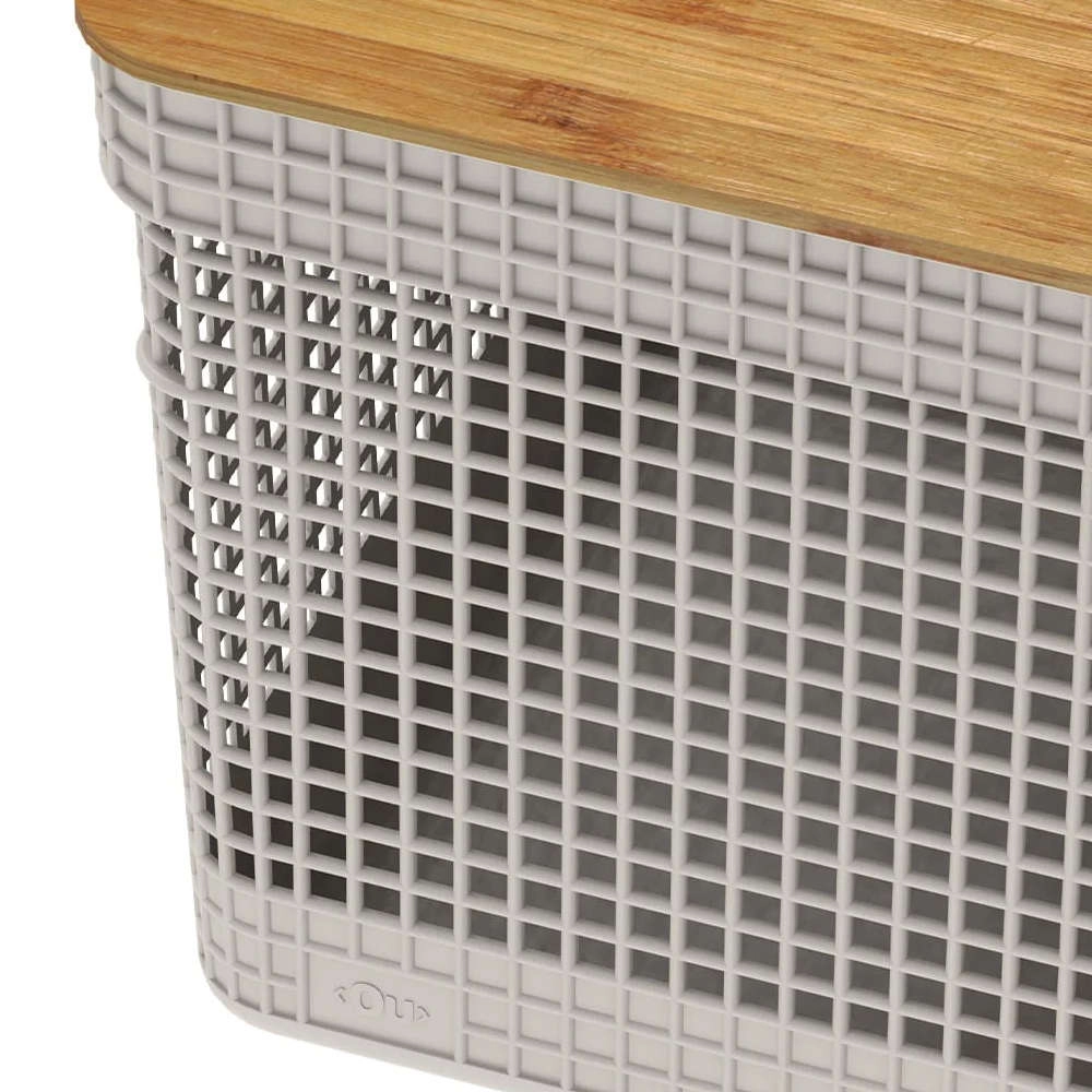 Cesto Organizador Com Tampa Ou Grid Bege 20 Litros