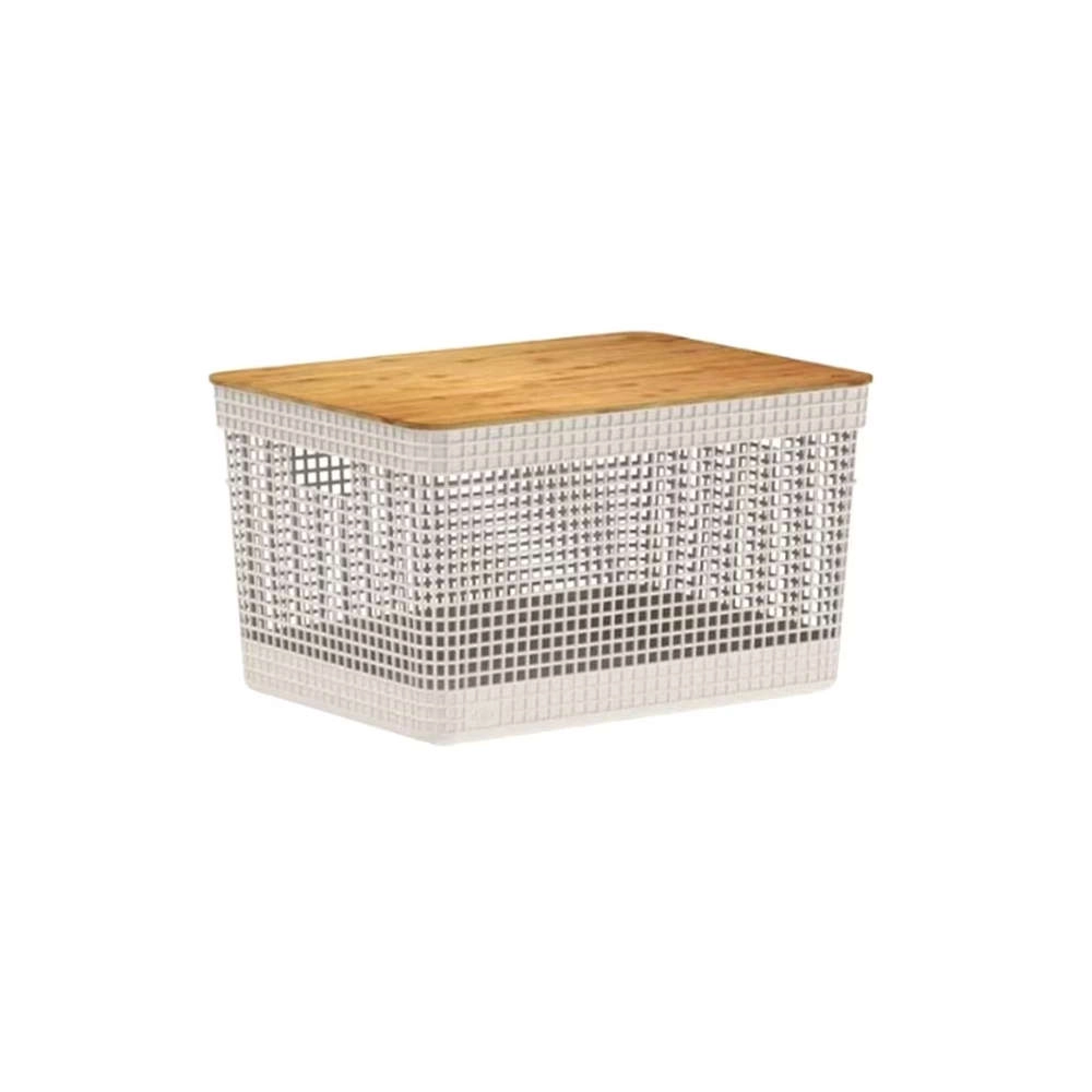 Cesto Organizador Com Tampa Ou Grid Bege 20 Litros