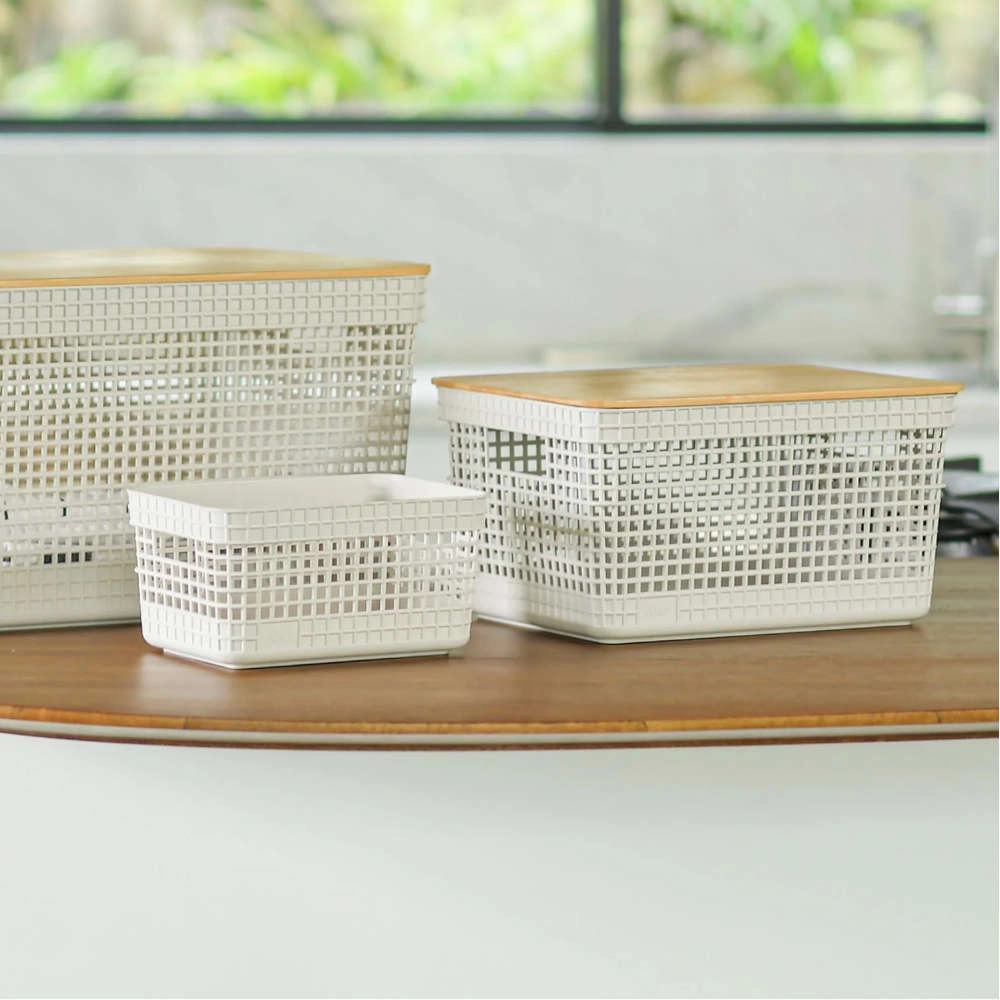 Cesto Organizador Com Tampa Ou Grid Bege 8 Litros Cesto Organizador Com Tampa Ou Grid Bege 8 Litros