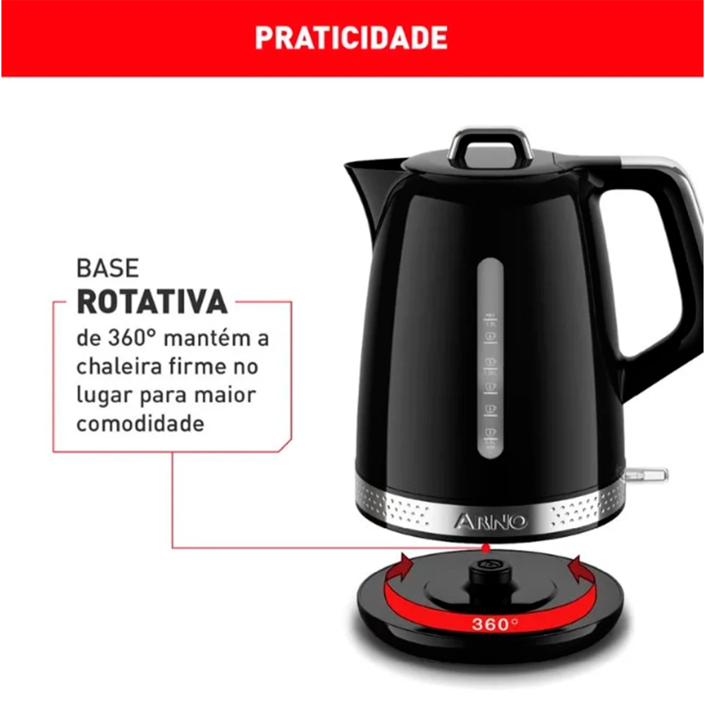 Chaleira Eletrica Arno Soleil 1,7 Litros Preta Spke Chaleira Eletrica Arno Soleil 1,7 Litros Preta Spke