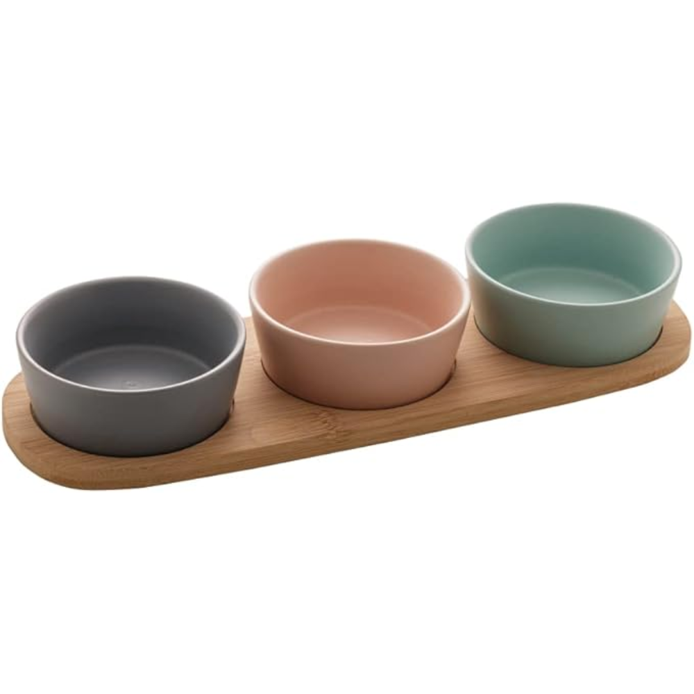 Cj Petisqueira C/bandeja Bambu e 3 Potes Cj Petisqueira C/bandeja Bambu e 3 Potes