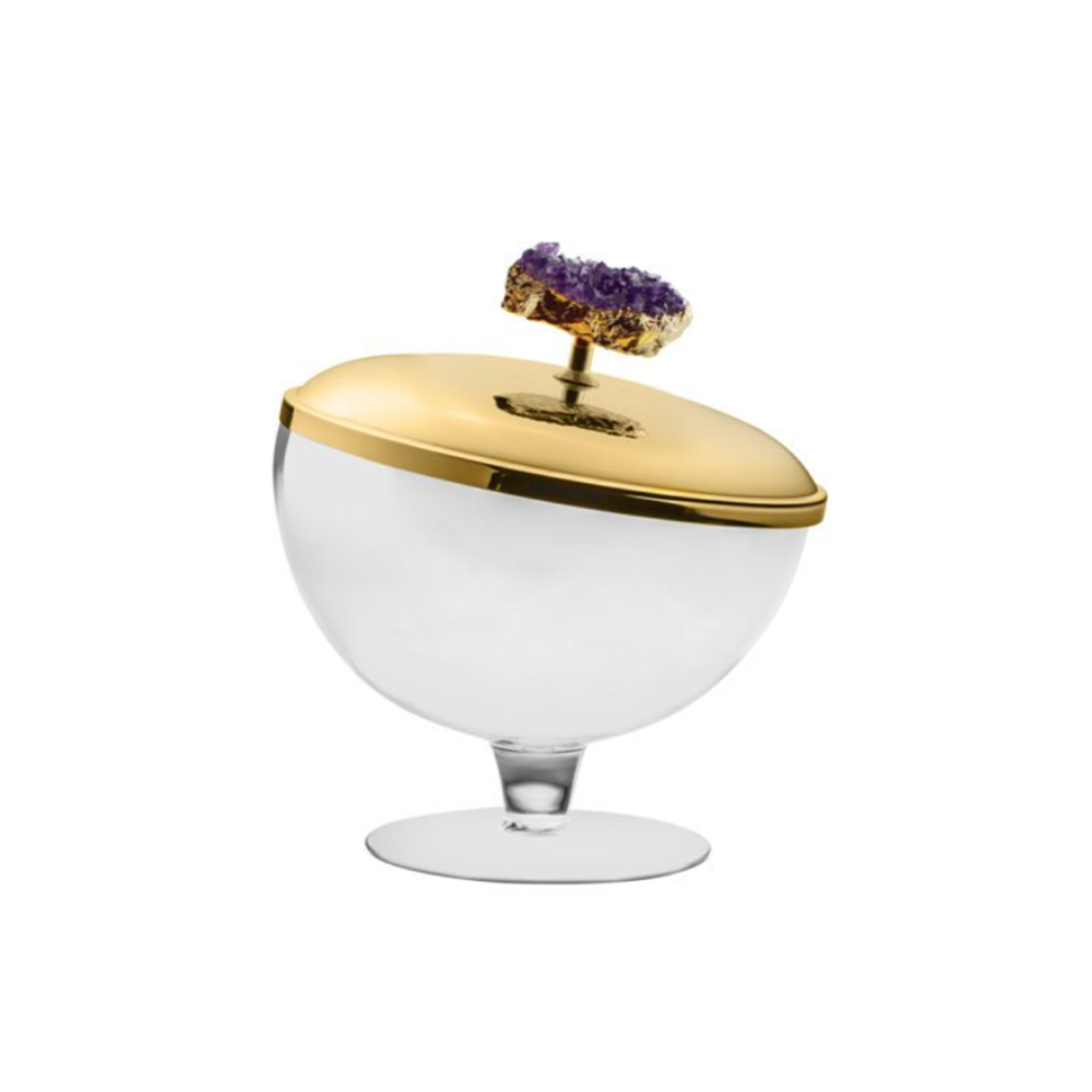 Compoteira Com Pedra Druza Riva Ouro 24k Compoteira Com Pedra Druza Riva Ouro 24k