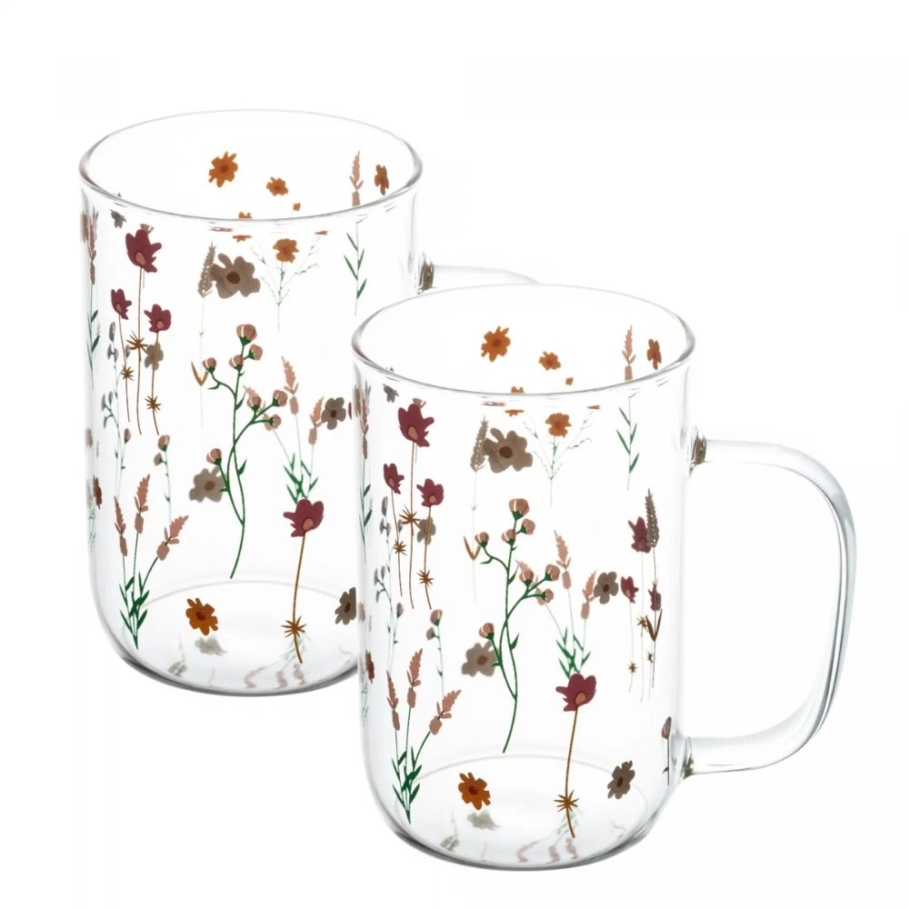 Conjunto 2 Canecas de Vidro Borossilicato Bouquet 280ml - Wolff