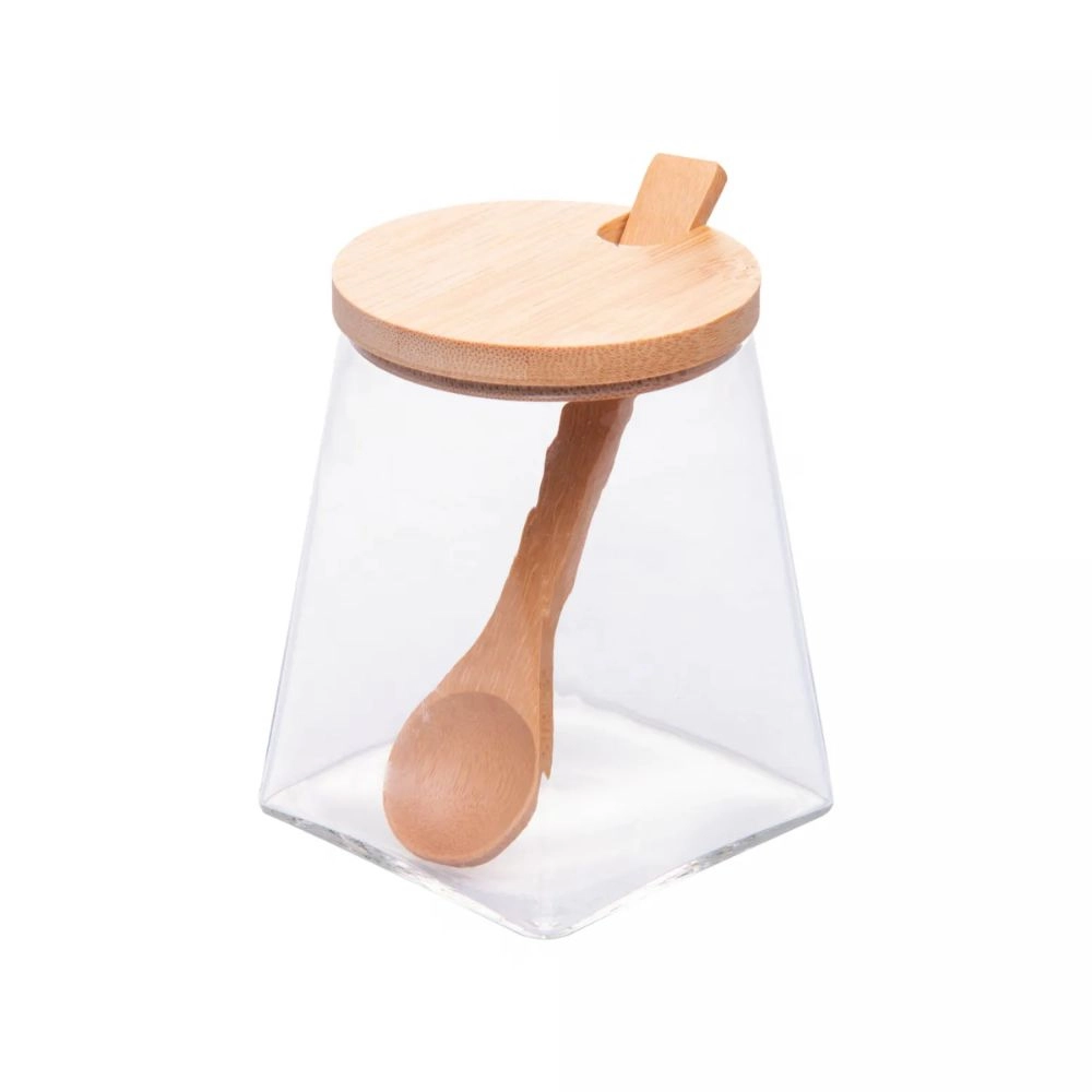 Conjunto 3 Potes Com Tampa Hermetica + Colher e Bandeja Em Bambu - Wolff Conjunto 3 Potes Com Tampa Hermetica + Colher e Bandeja Em Bambu - Wolff