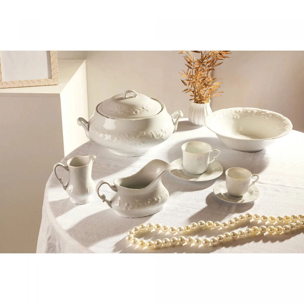 Conjunto 6 Xicaras de Cafe de Porcelana Limoges Com Pires Vendange 100ml - Wolff