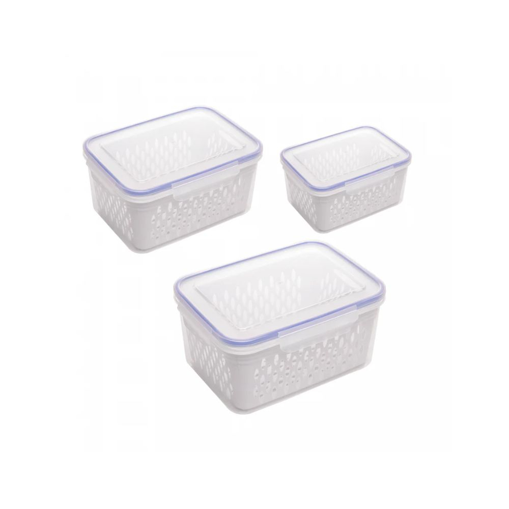 Conjunto C/ 3 Potes Hermetico Com Cesto Lyor Conjunto C/ 3 Potes Hermetico Com Cesto Lyor