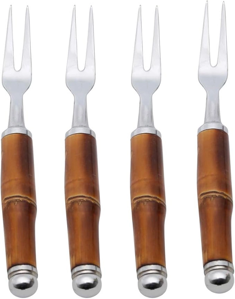 Conjunto de Garfos Para Petiscos Wolff Bamboo Escuro - 4 Pecas