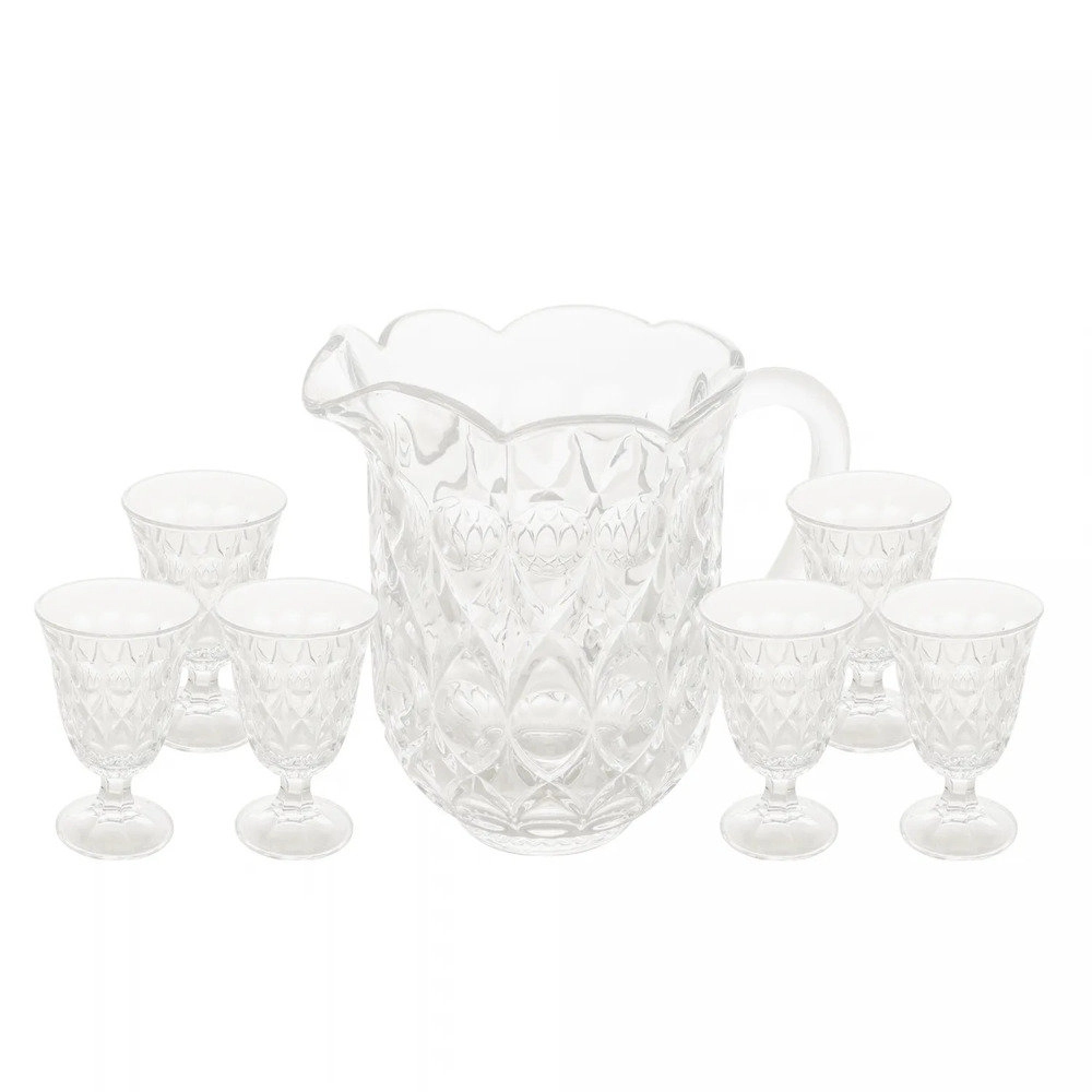 Conjunto de Jarra e Taças Para Água Lyor Lile Transparente - 7 Peças