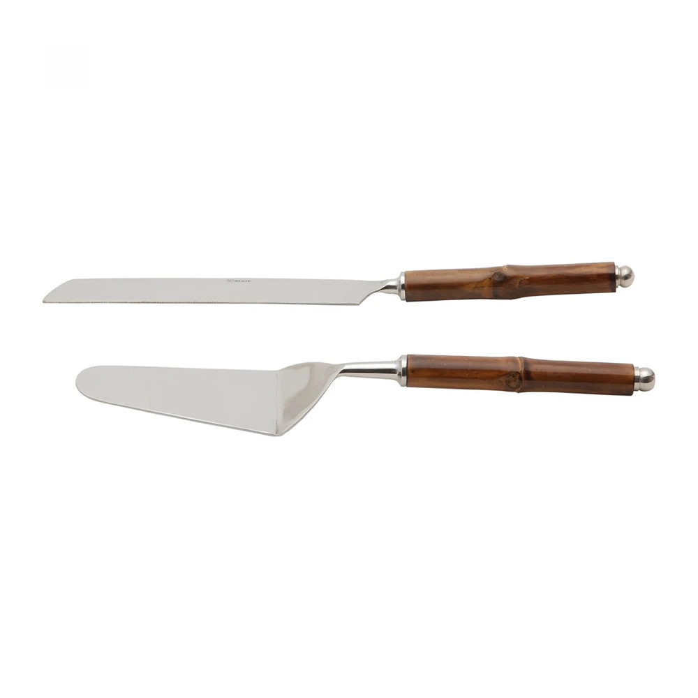 Conjunto de Talheres Para Bolo Wolff Bamboo Escuro - 2 Pecas Conjunto de Talheres Para Bolo Wolff Bamboo Escuro - 2 Pecas