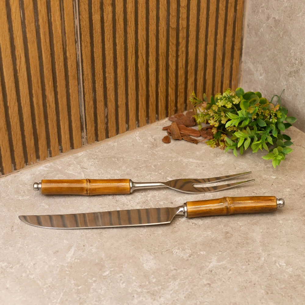 Conjunto de Trinchante Wolff Bamboo Escuro - 2 Pecas Conjunto de Trinchante Wolff Bamboo Escuro - 2 Pecas
