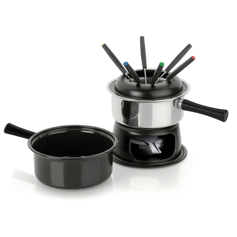 Conjunto Para Fondue Forma Inox Lugano Duo 2 Em 1 Preto – 13 Pecas
