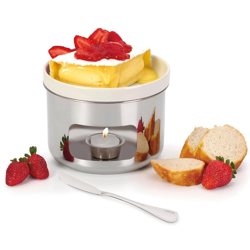 Conjunto Para Queijo Brie Forma Inox Branco – 4 Pecas