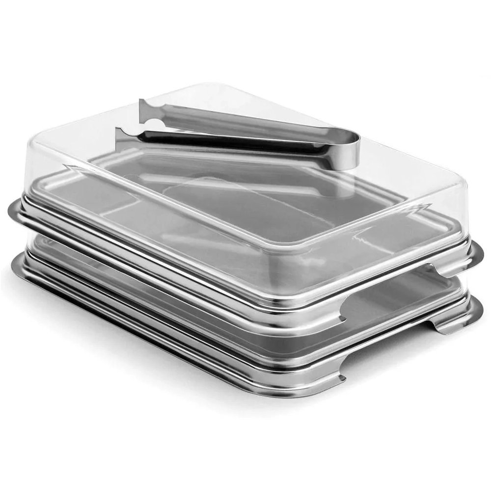 Conjunto Porta Frios Retangular Forma Inox Vision- 3 Pecas