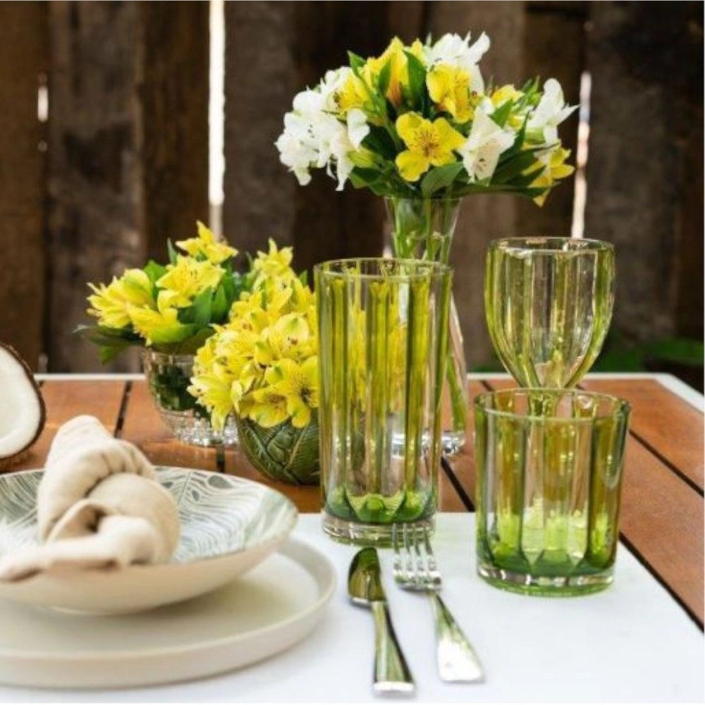 Copo Baixo Acrilico Stripes Verde 390 Ml Copo Baixo Acrilico Stripes Verde 390 Ml