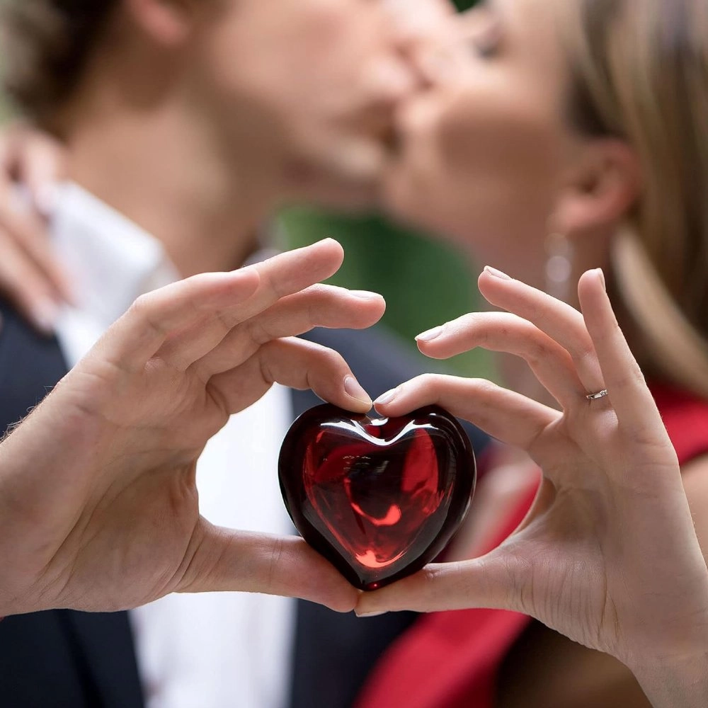 Escultura Em Cristal Baccarat Coeur Cupid Heart Vermelho