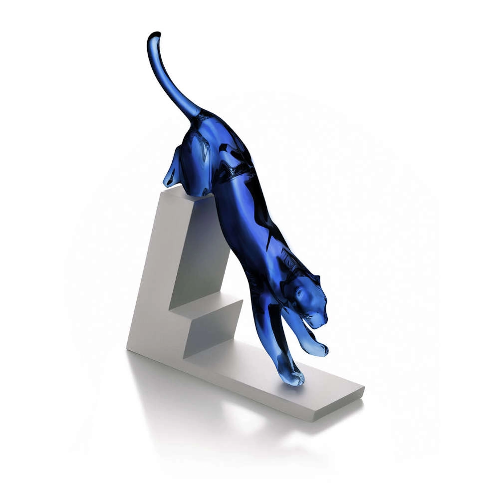 Escultura Em Cristal Baccarat Pantera Azul Midnight