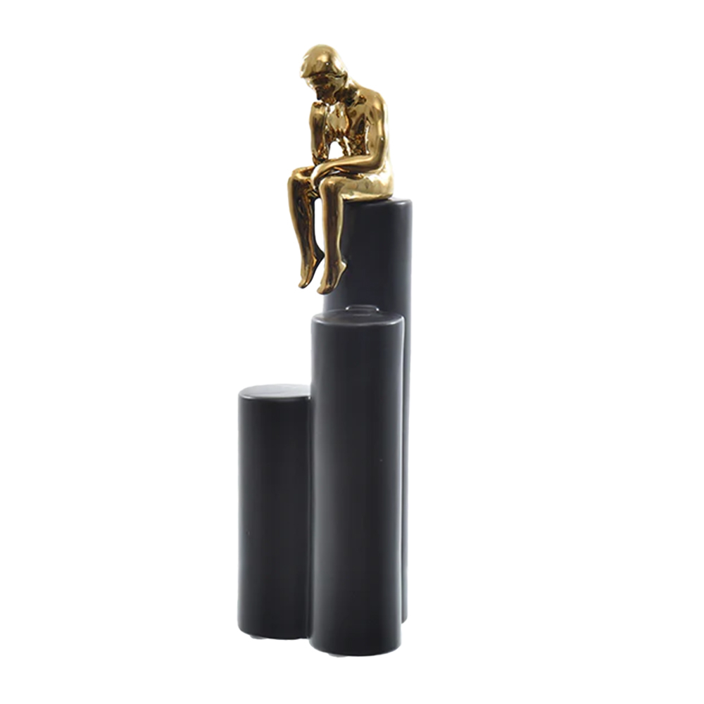 Escultura Home Collection Figura Sentada Na Base 35 Cm