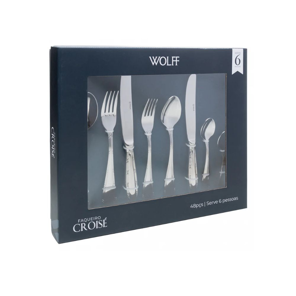 Faqueiro C/ 48 Pecas Aco Inox Wolf Croise Faqueiro C/ 48 Pecas Aco Inox Wolf Croise
