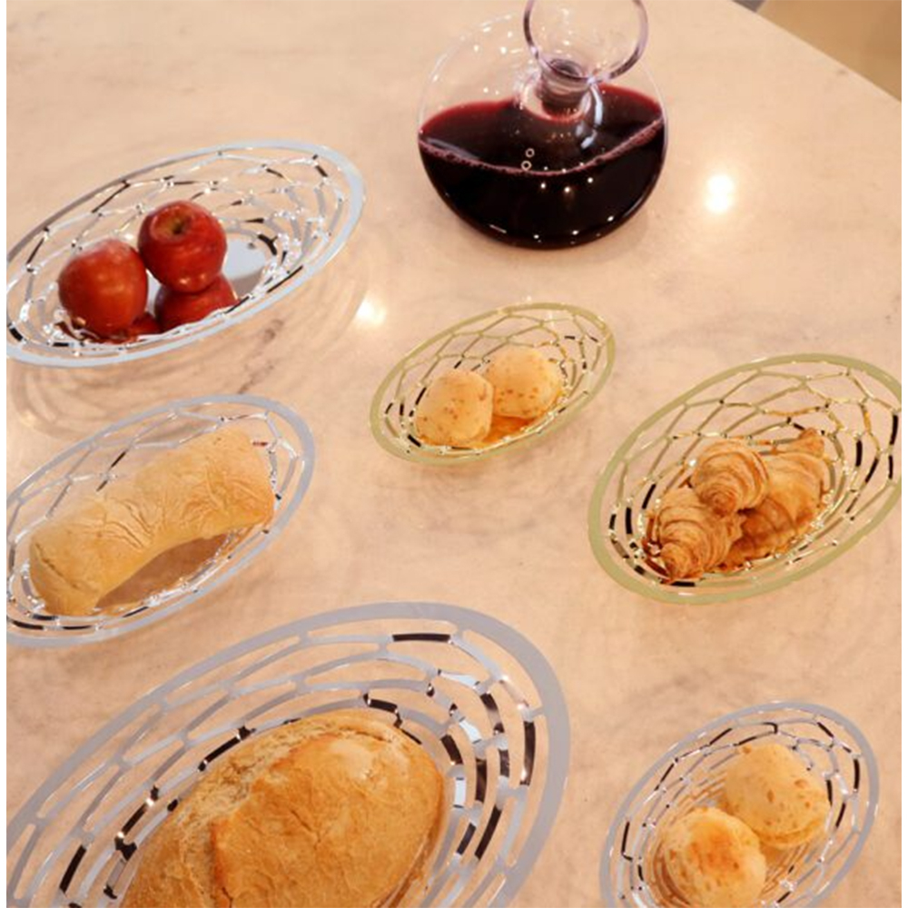 Fruteira / Cesto Para Pão Riva Diamante Médio Ouro 24k Fruteira / Cesto Para Pão Riva Diamante Médio Ouro 24k