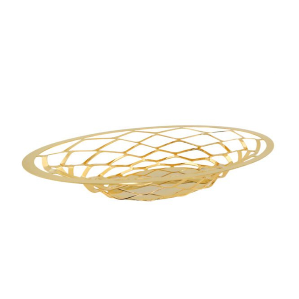 Fruteira / Cesto Para Pão Riva Diamante Médio Ouro 24k Fruteira / Cesto Para Pão Riva Diamante Médio Ouro 24k
