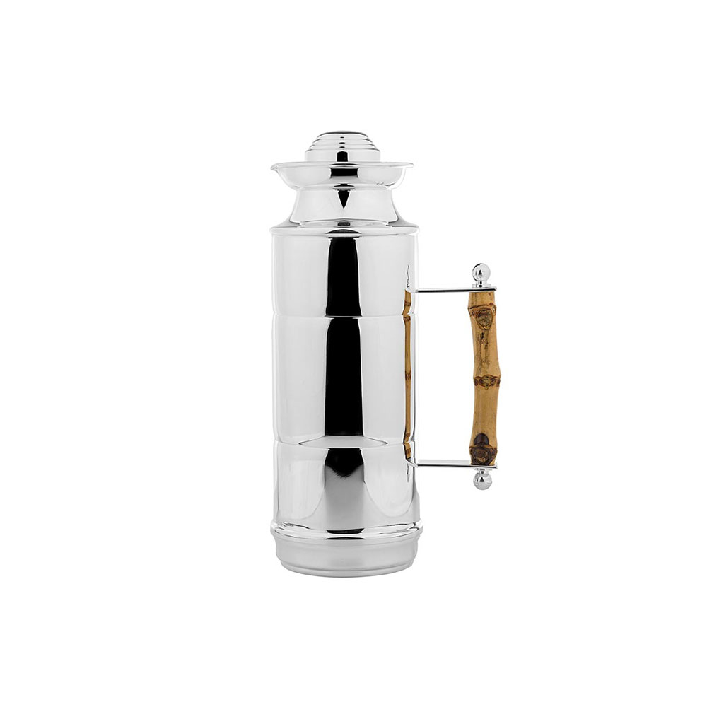 Garrafa Termica Shefield Plate Em Prata e Bambu 1 Litro Garrafa Termica Shefield Plate Em Prata e Bambu 1 Litro