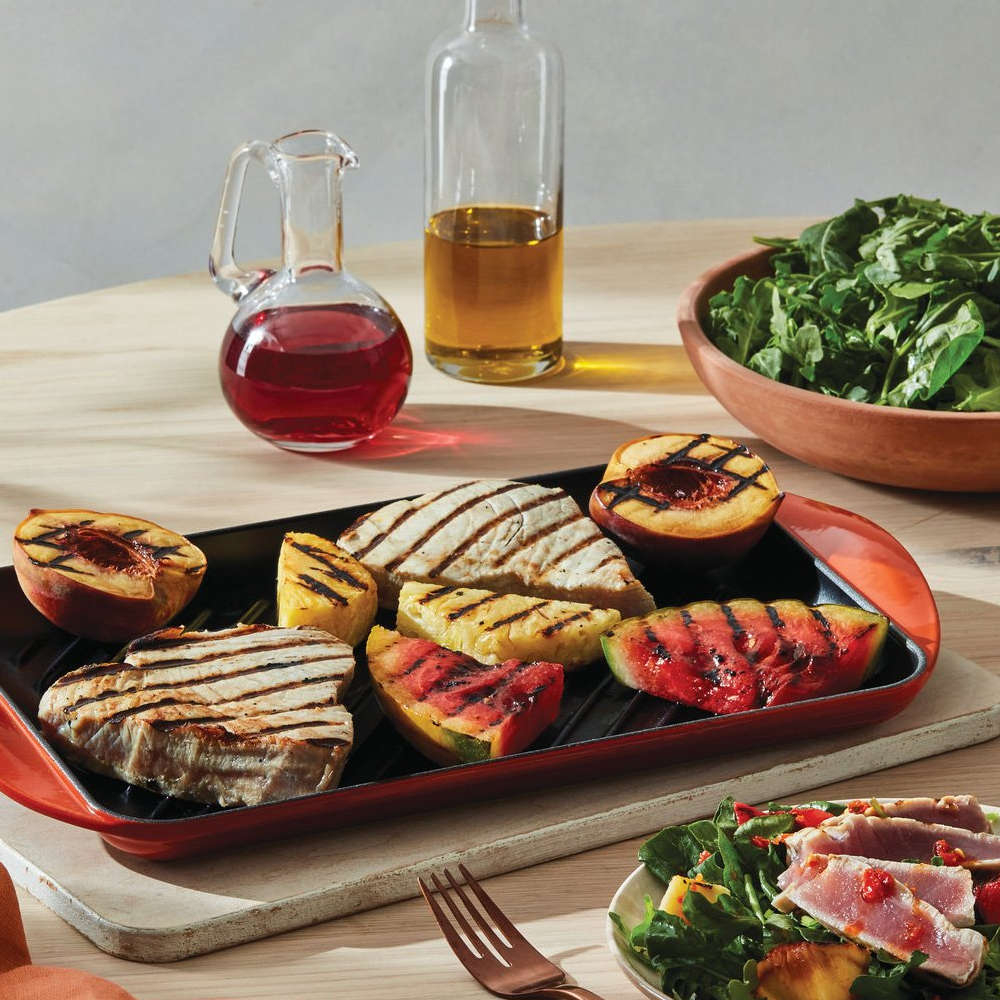 Grelha Retangular Rasa 32 Cm Laranja Le Creuset