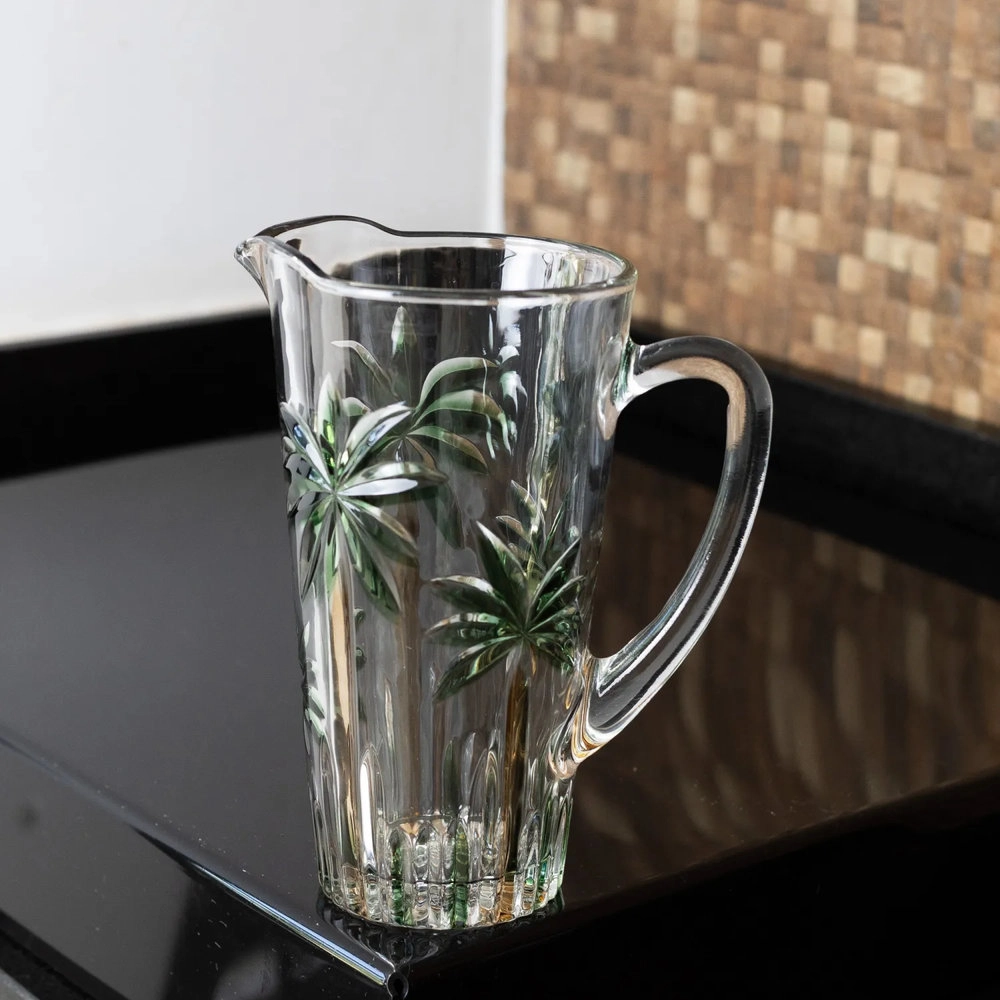 Jarra Palm Tree Handpaint 1,5l Cristal Ecologico - Wolff Jarra Palm Tree Handpaint 1,5l Cristal Ecologico - Wolff