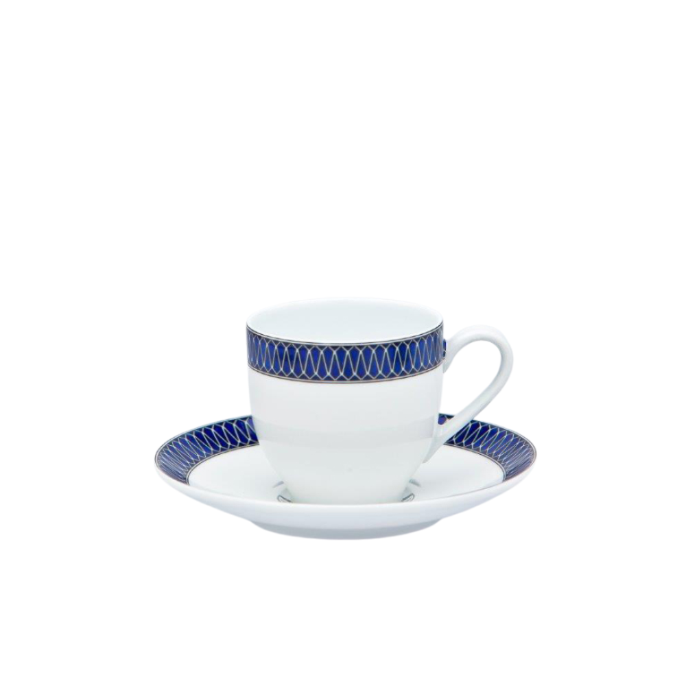 Jg C/6 Xicaras de Cafe C/ Pires Royale Limoges Vienne Blue Star 100 Ml