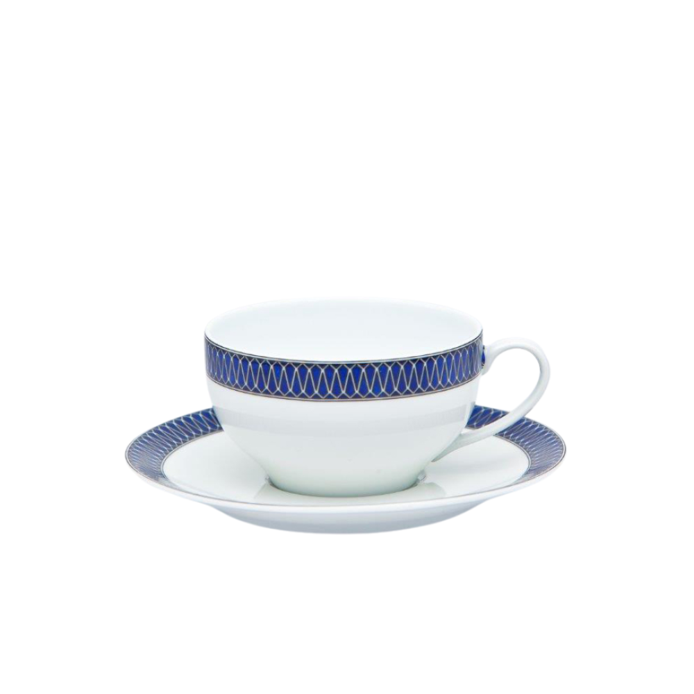 Jg C/6 Xicaras de Cha C/ Pires Royale Limoges Vienne Blue Star 150 Ml Jg C/6 Xicaras de Cha C/ Pires Royale Limoges Vienne Blue Star 150 Ml