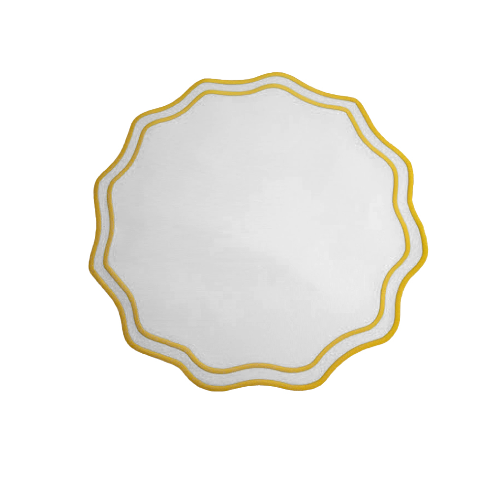 Jogo Americano Redondo Ld Home Decor Branco Com Borda Colorida 40 Cm - Cada Jogo Americano Redondo Ld Home Decor Branco Com Borda Colorida 40 Cm - Cada