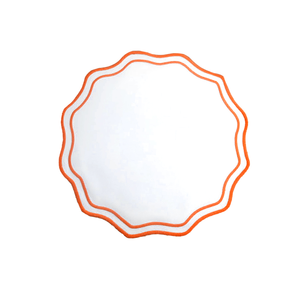 Jogo Americano Redondo Ld Home Decor Branco Com Borda Colorida 40 Cm - Cada Jogo Americano Redondo Ld Home Decor Branco Com Borda Colorida 40 Cm - Cada