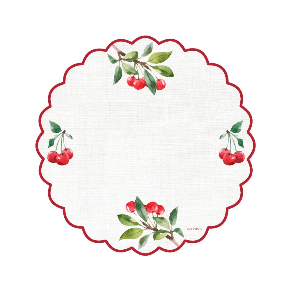 Jogo C/ 12 Lugares Americanos Cerejas -zizy Prints