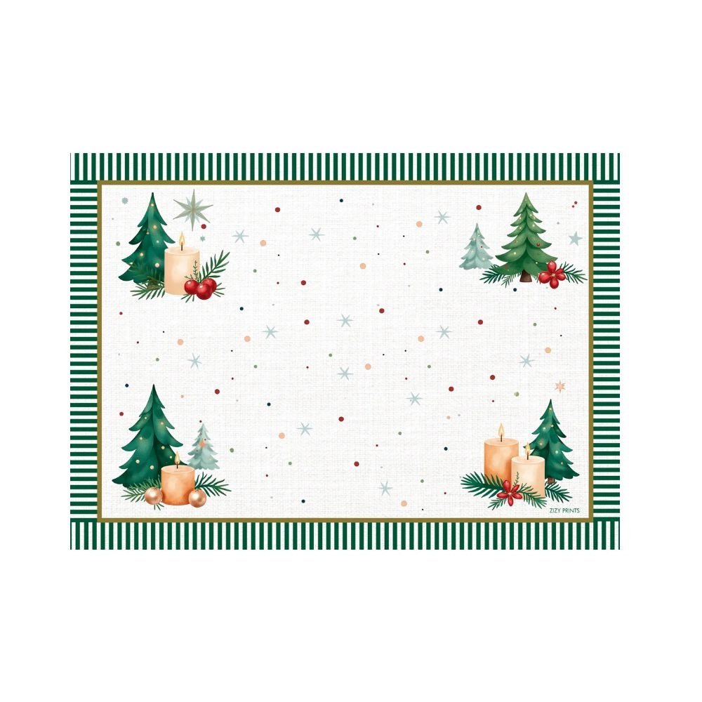 Jogo C/ 12 Lugares Americanos Natal Verde - Zizy Prints