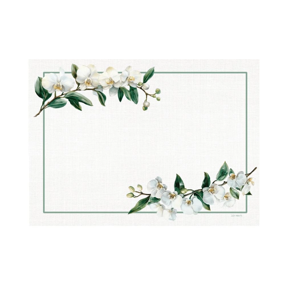 Jogo C/ 12 Lugares Americanos Orquidea Branca - Zizy Prints