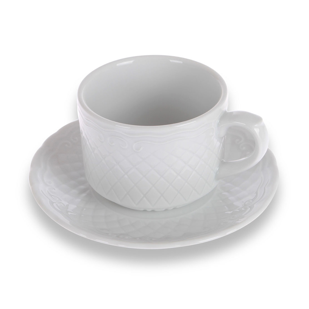 Jogo C/ 4 Xicaras P/ Cha Vista Alegre Escorial White 200 Ml Jogo C/ 4 Xicaras P/ Cha Vista Alegre Escorial White 200 Ml