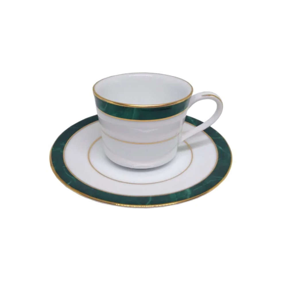 Jogo Com 6 Xicaras de Cafe Marble Green Noritake