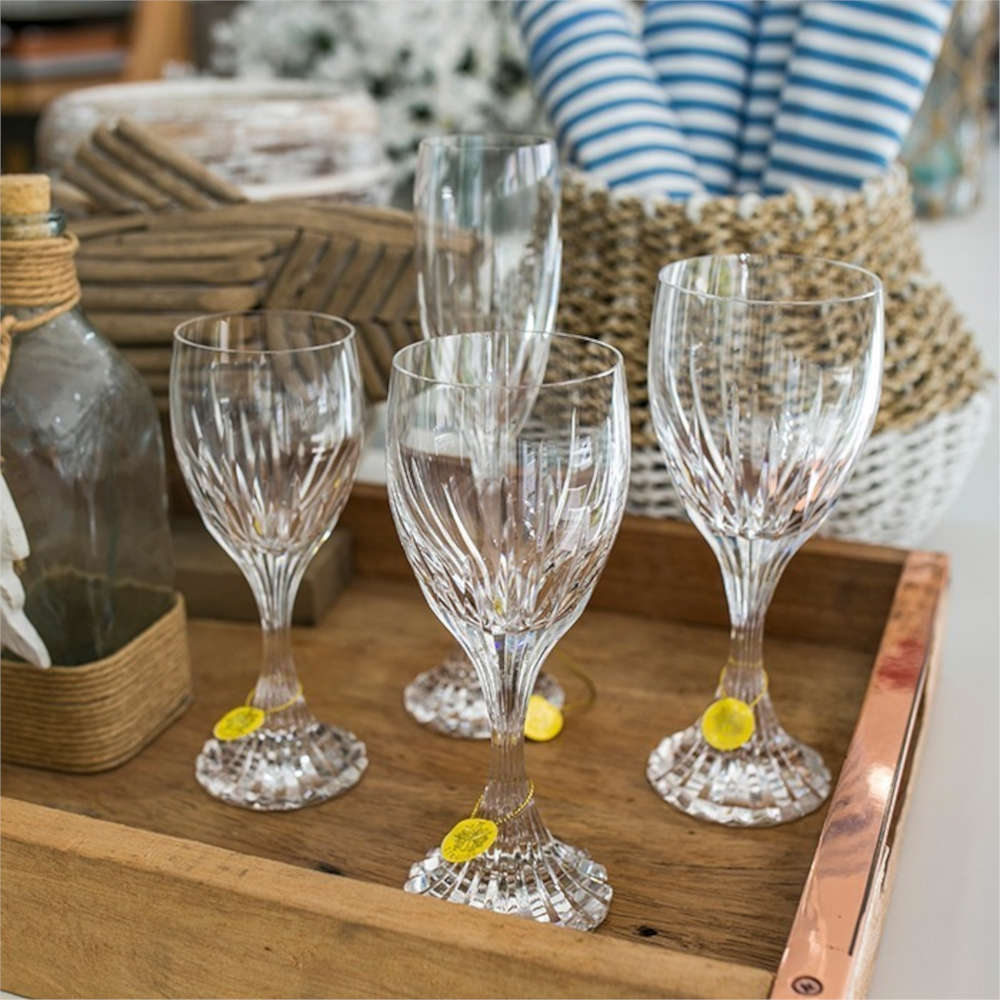 Jogo de 6 Tacas Em Cristal Lapidado Para Agua Strauss