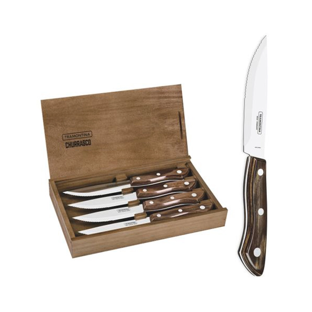 Jogo de Facas Para Churrasco Tramontina Bueno Polywood - 4 Peças Jogo de Facas Para Churrasco Tramontina Bueno Polywood - 4 Peças