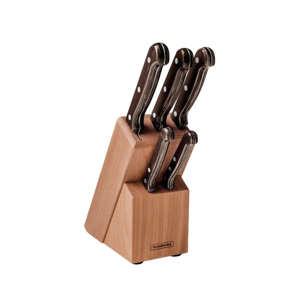 Jogo de Facas Tramontina Polywood Com Suporte de Madeira - 6 Peças
