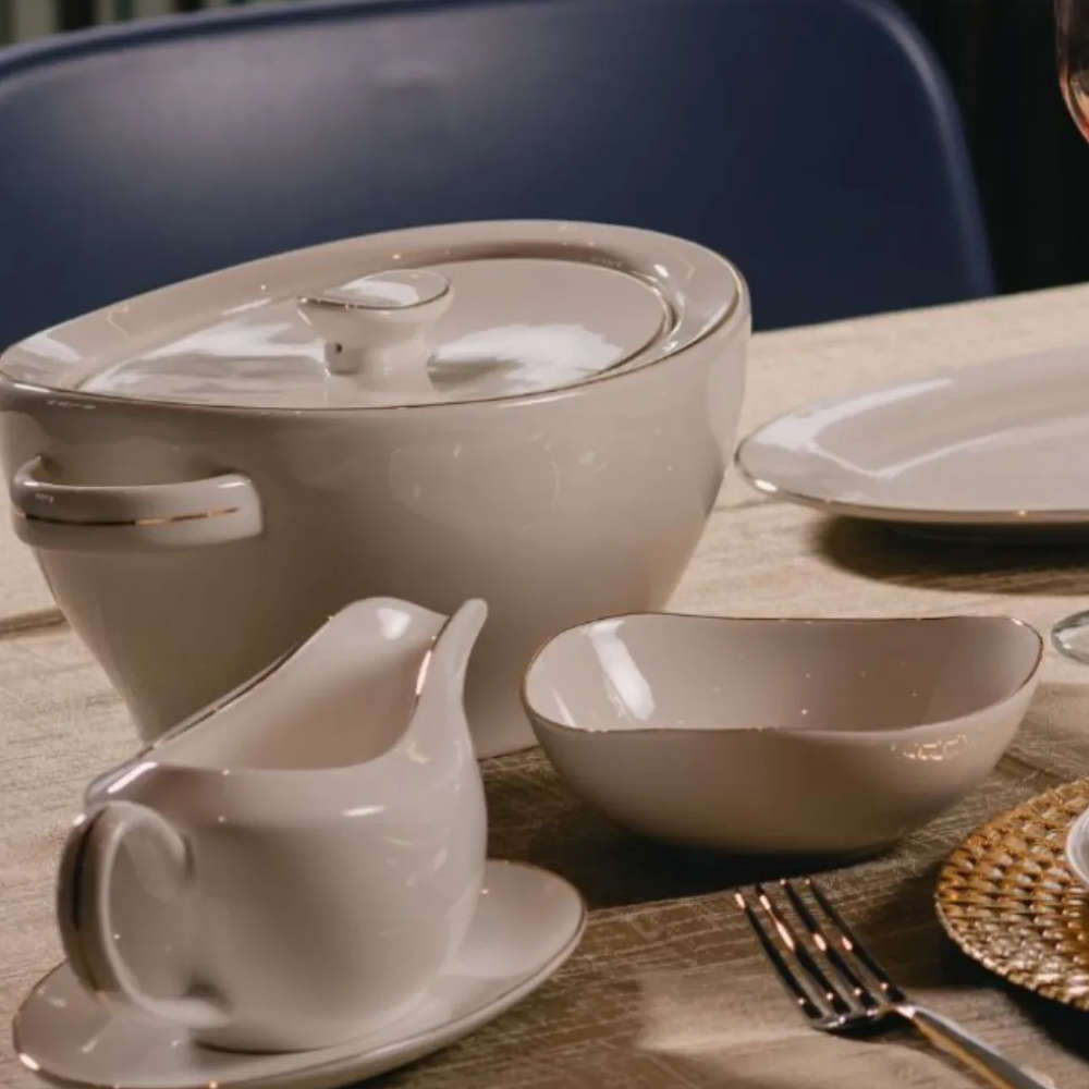 Jogo de Jantar 50 Pecas Adelle Filete Ouro L'hermitage