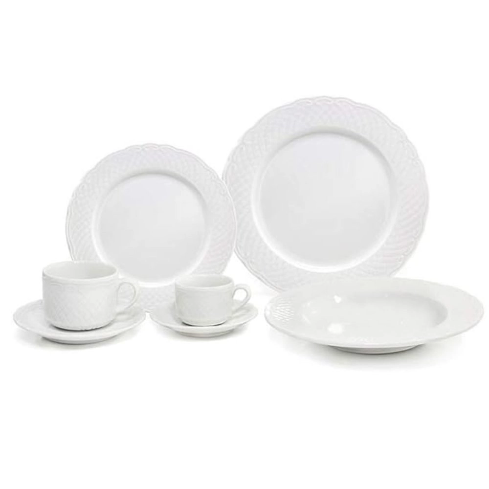 Jogo de Jantar, Cha e Cafe 30 Pecas Vista Alegre Escorial White Jogo de Jantar, Cha e Cafe 30 Pecas Vista Alegre Escorial White