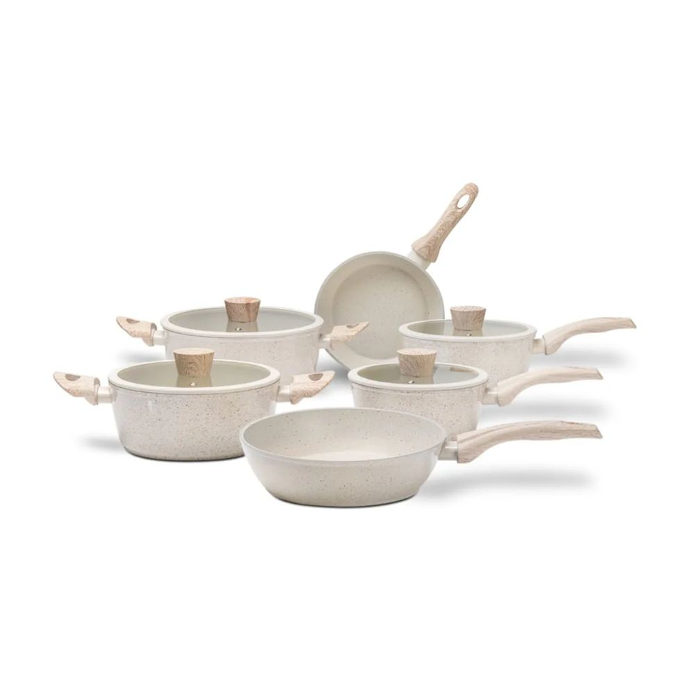 Jogo de Panelas C/ 6 Pecas Ceramic Life Sirius Vanilla