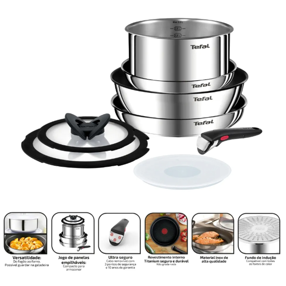 Jogo de Panelas T-fal Ingenio Com Cabo Removível - 4 Peças Jogo de Panelas T-fal Ingenio Com Cabo Removível - 4 Peças