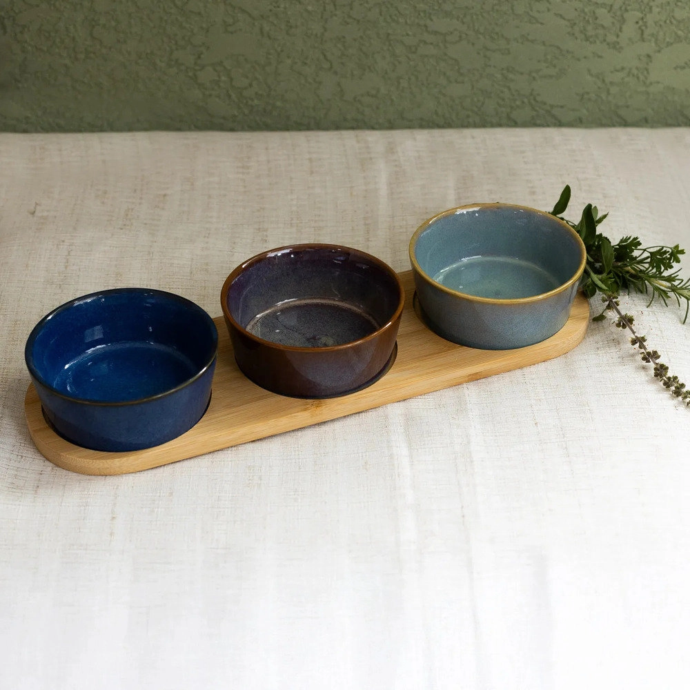 Jogo de Petisqueiras Com Bandeja Lyor 10 X 32 X 4,5 Cm - 3 Peças Jogo de Petisqueiras Com Bandeja Lyor 10 X 32 X 4,5 Cm - 3 Peças