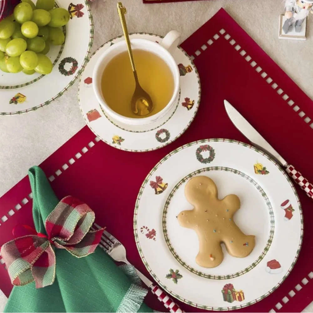 Jogo de Pratos de Sobremesa Jingle Bells Ceramica Alleanza Jogo de Pratos de Sobremesa Jingle Bells Ceramica Alleanza
