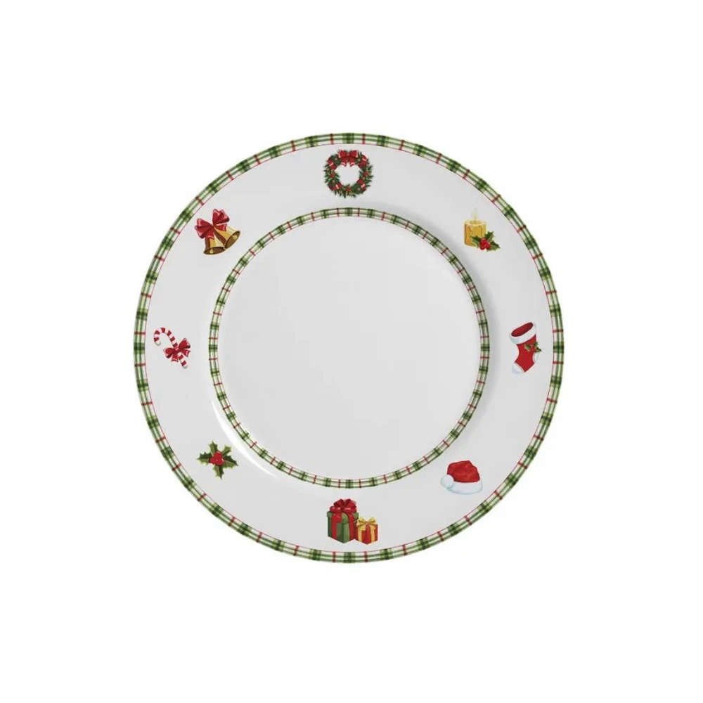 Jogo de Pratos de Sobremesa Jingle Bells Ceramica Alleanza Jogo de Pratos de Sobremesa Jingle Bells Ceramica Alleanza