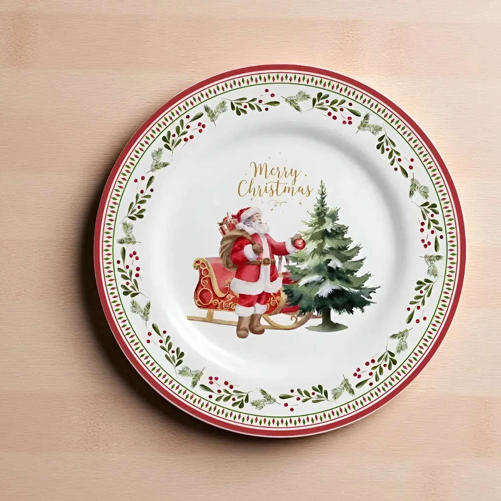 Jogo de Pratos de Sobremesa Merry Christmas Ceramica Alleanza