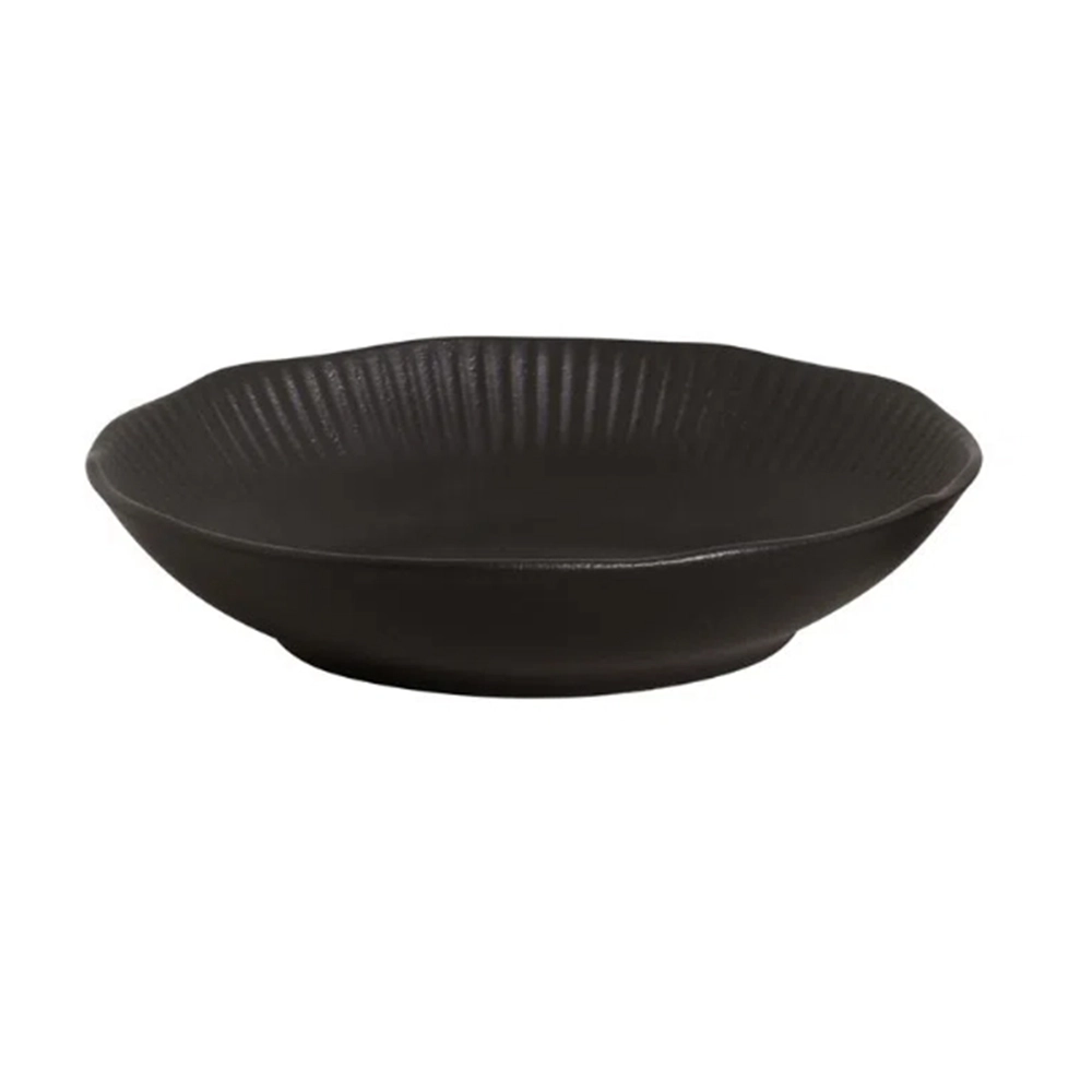 Conjunto de 6 Pratos Fundos Porto Brasil Linhas Preto Matte 22,5 Cm