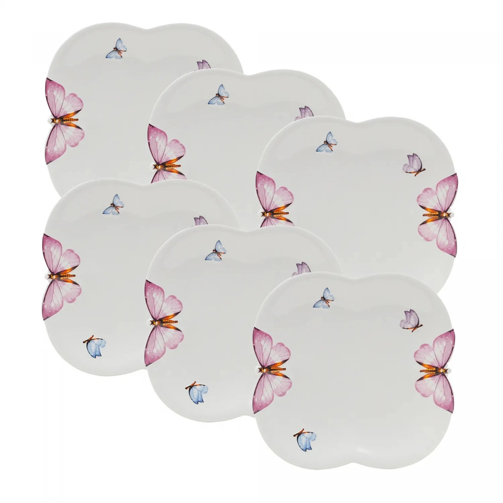 Jogo de Pratos Para Sobremesa Wolff Borboleta 19 Cm - 6 Pecas