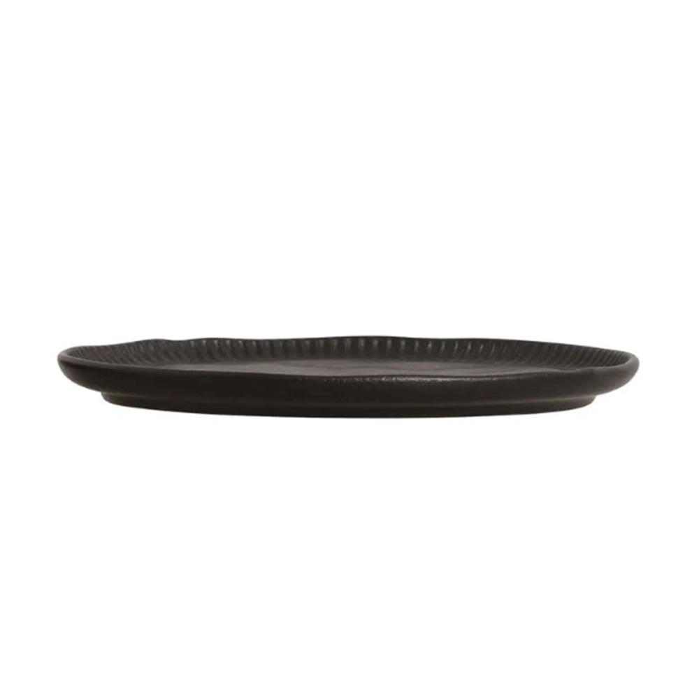 Jogo de Pratos Rasos Porto Brasil Linhas Preto Matte 27,5 Cm - 6 Peças